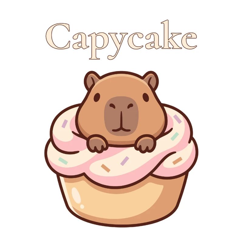 Capybara capybara dans un motif sucré de cupcake