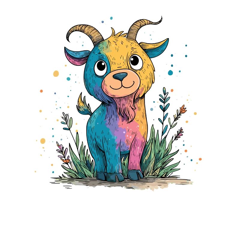 Regenbogenziege im Farbenzauber