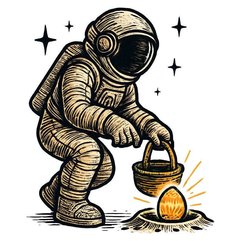 Astronaut collects easter egg