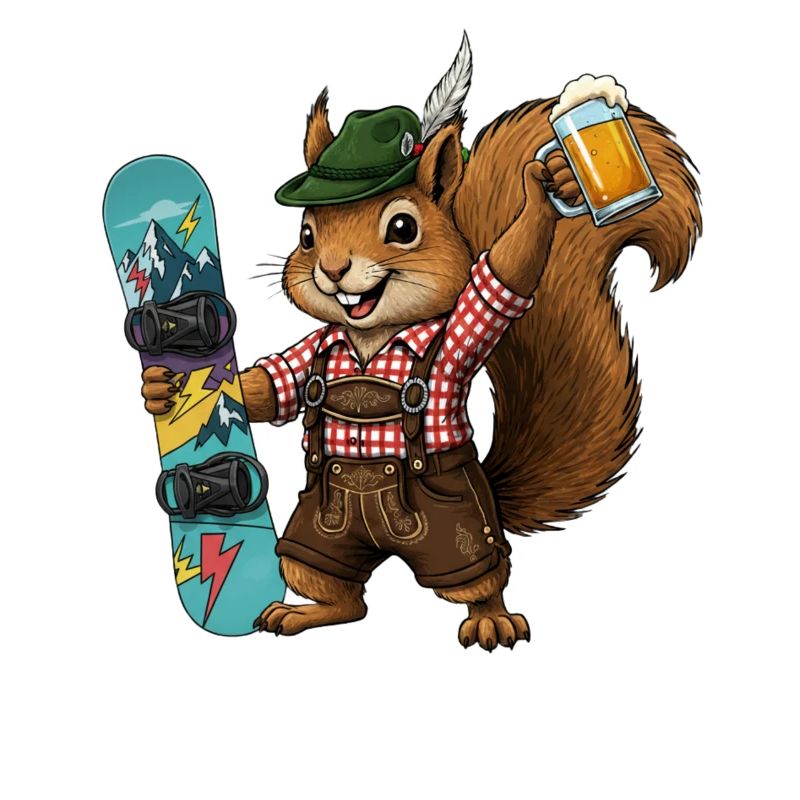 Squirrel Costume Ski Snowboarder Snowboard