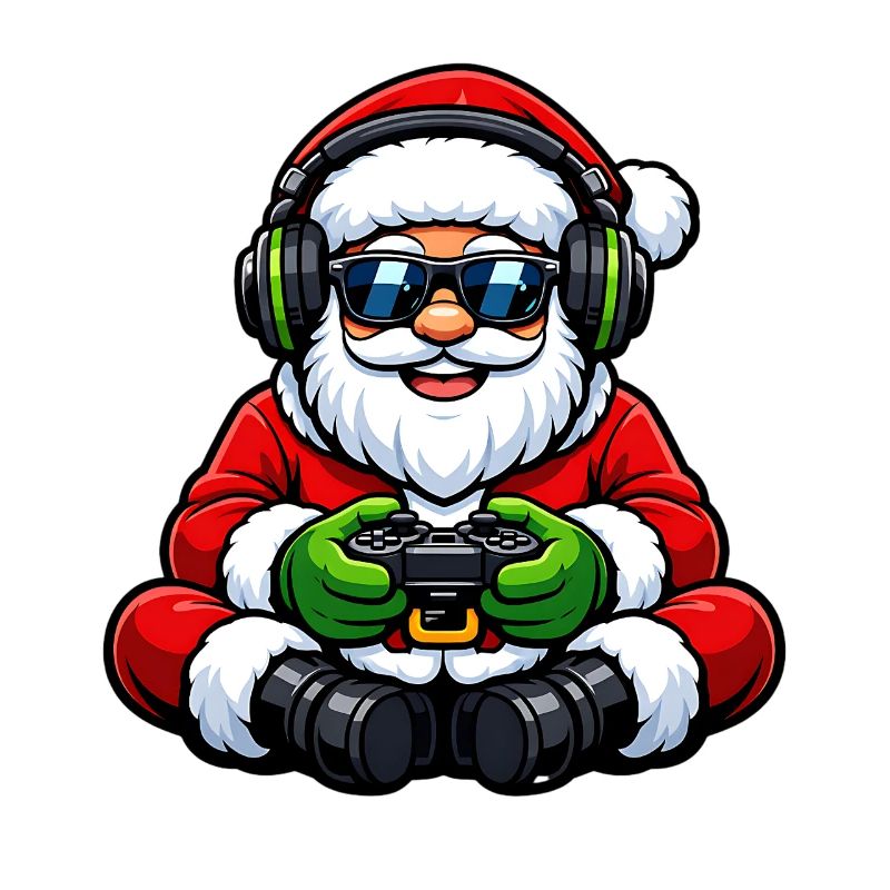 Gamer Santa Claus Playing Video Game Controller