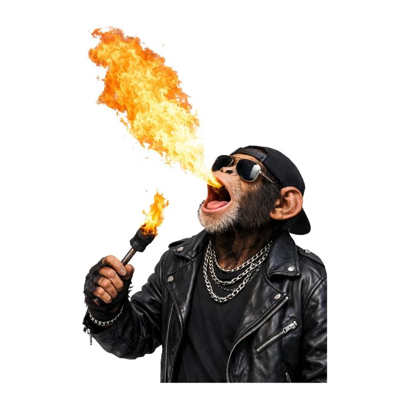 Flame Monkey Rocker Leather Jacket