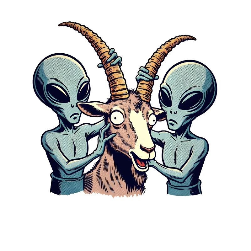 Aliens examine goat