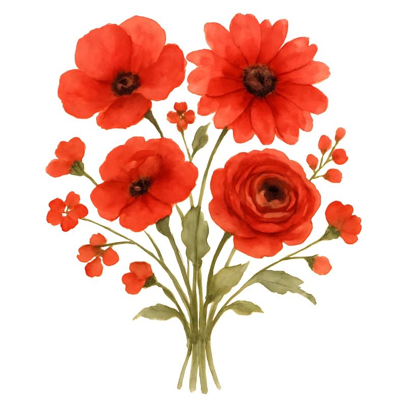 Rotes Blütenbouquet