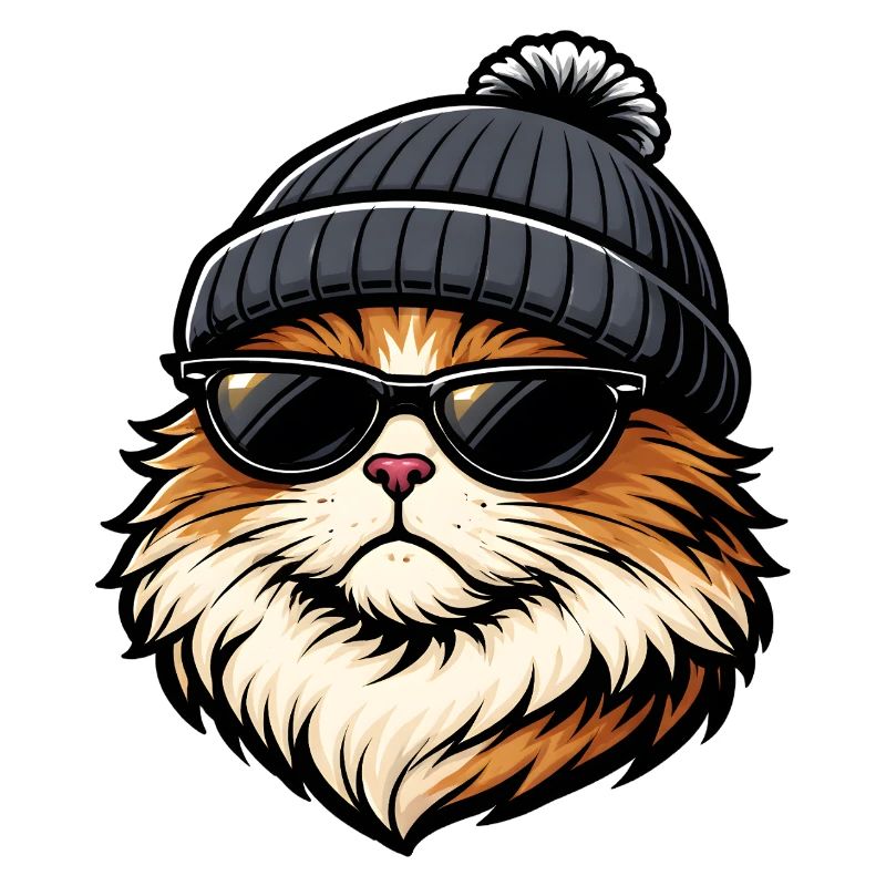 Cat coolness with a hat and sunglasses