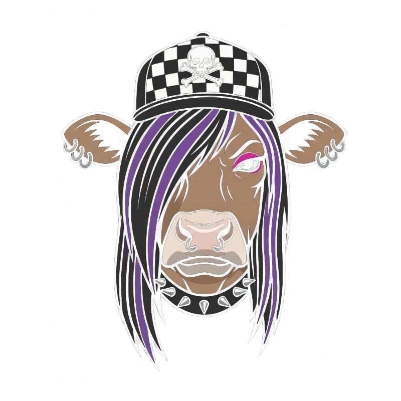 Punk Kuh mit Checker Cap
