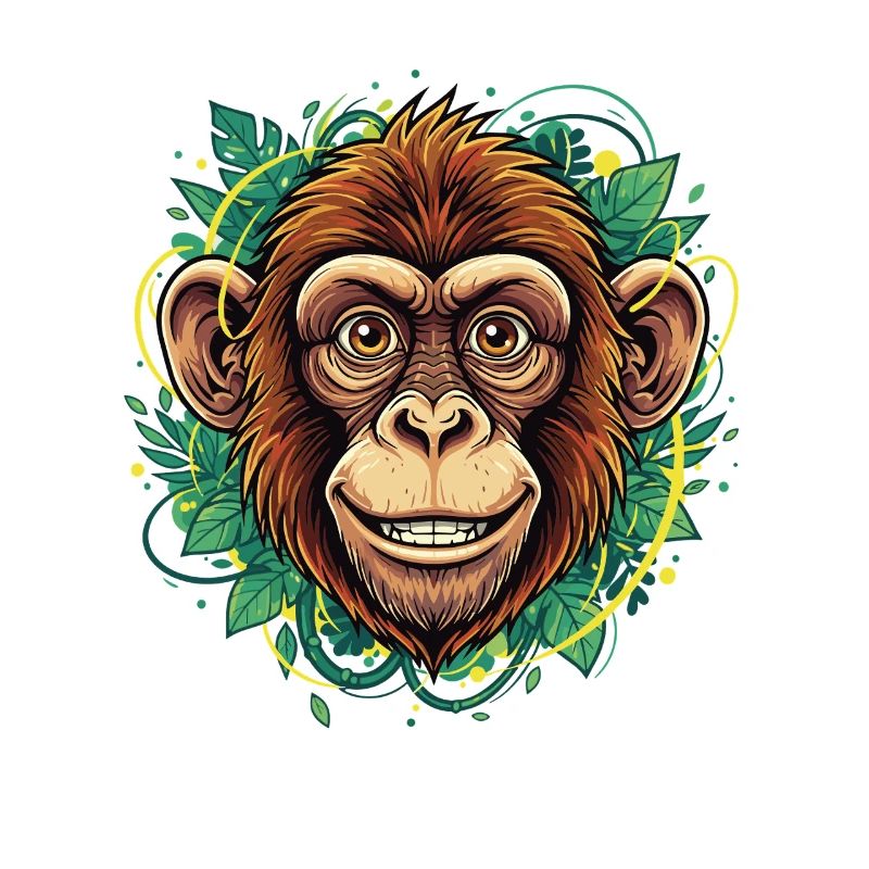 Tropical Monkey Head with Leaf Wreath
