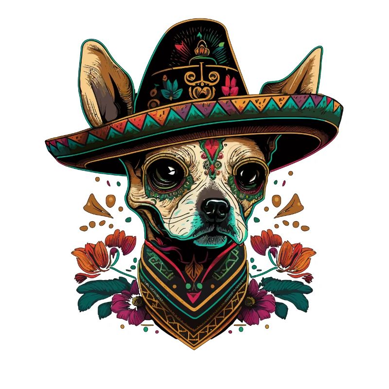 Sugar Skull Dog Sombrero Mexican Cinco De Mayo