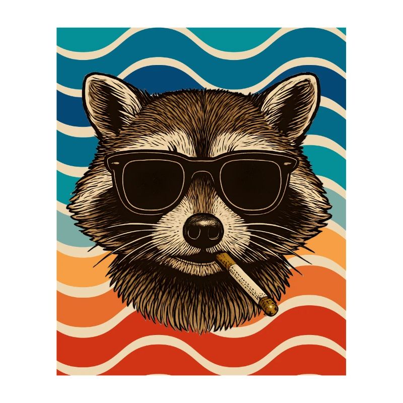 Waschbär mit Sonnenbrille Zigarette