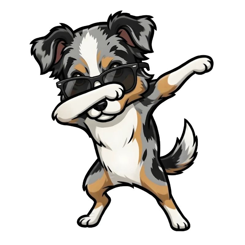Dabbing Australian Shepherd