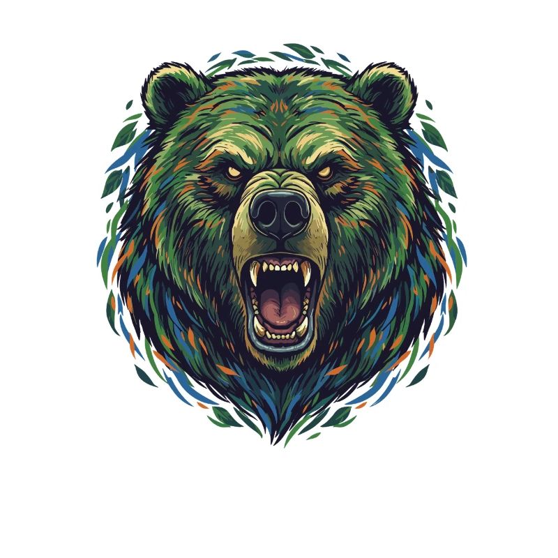 Wilder Farbbär Kopf