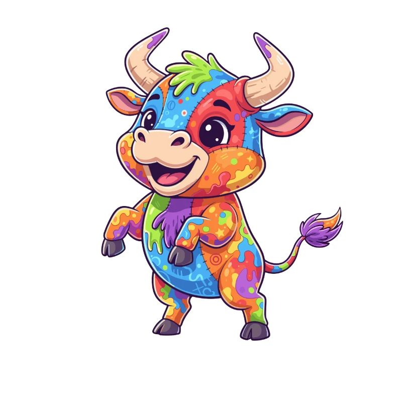 Farbenfrohe Kuh Farbexplosion