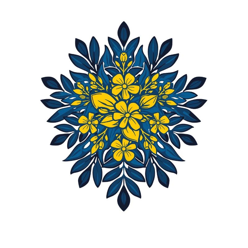 Mandala de la Constellation Florale Bleu-Jaune