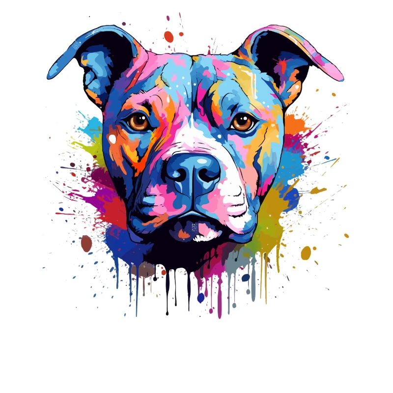Splash Art Pitbull Hund Farbenfroh