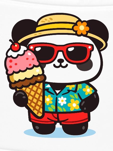 Panda Surf mit Eis