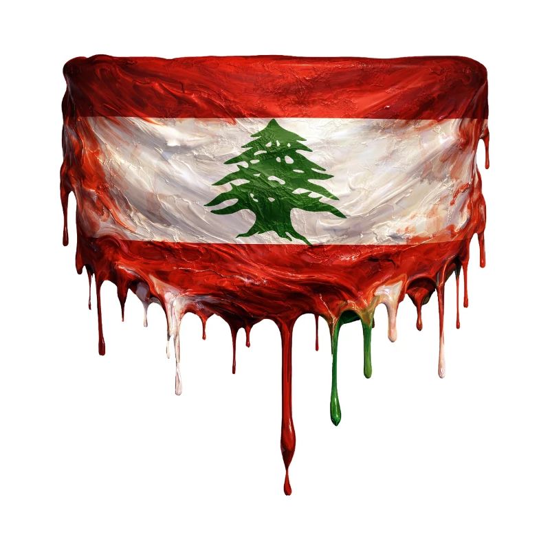 Lebanese flag with dripping paint