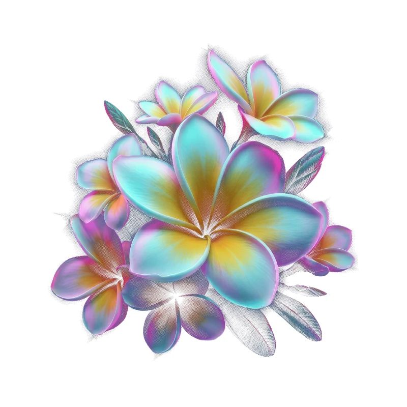 Regenbogen Plumeria Farbexplosion