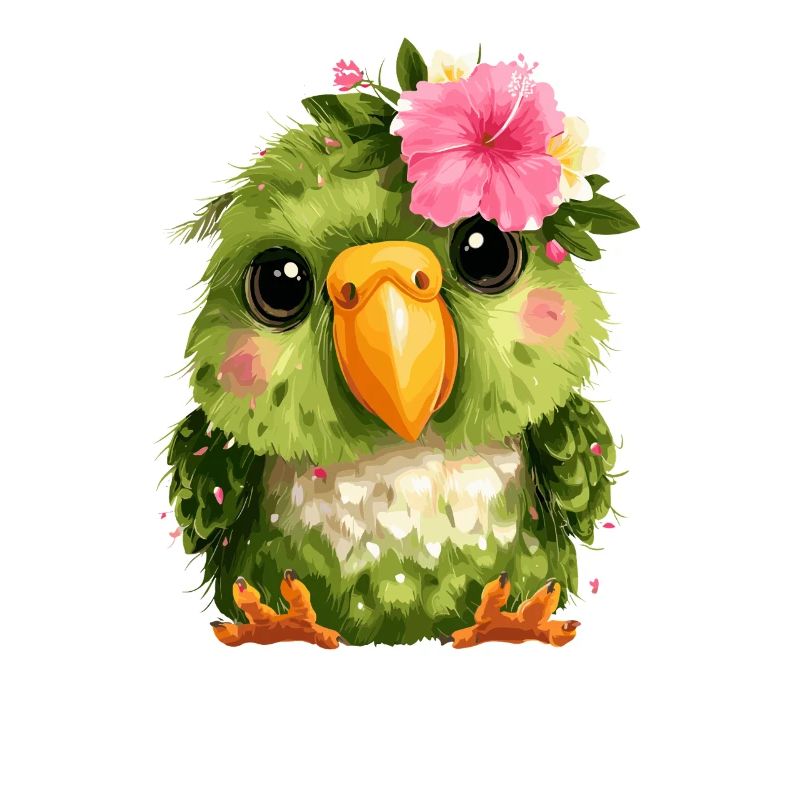 Spring Parrot with Floral Wreath
