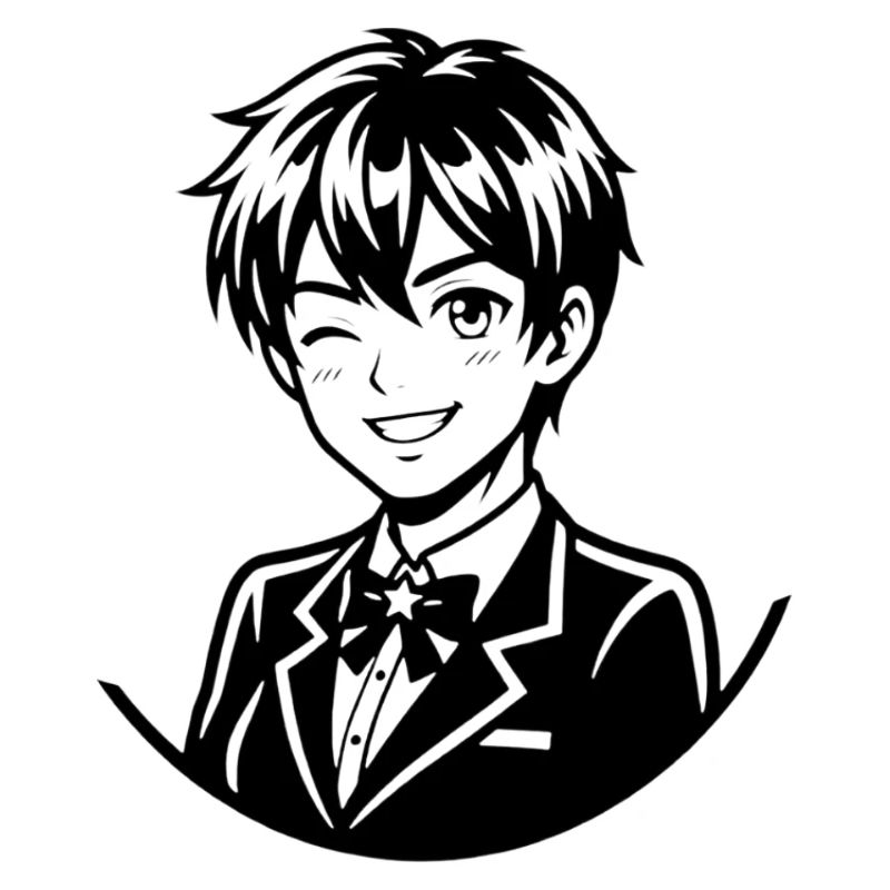 Laughing Anime Character School Uniform