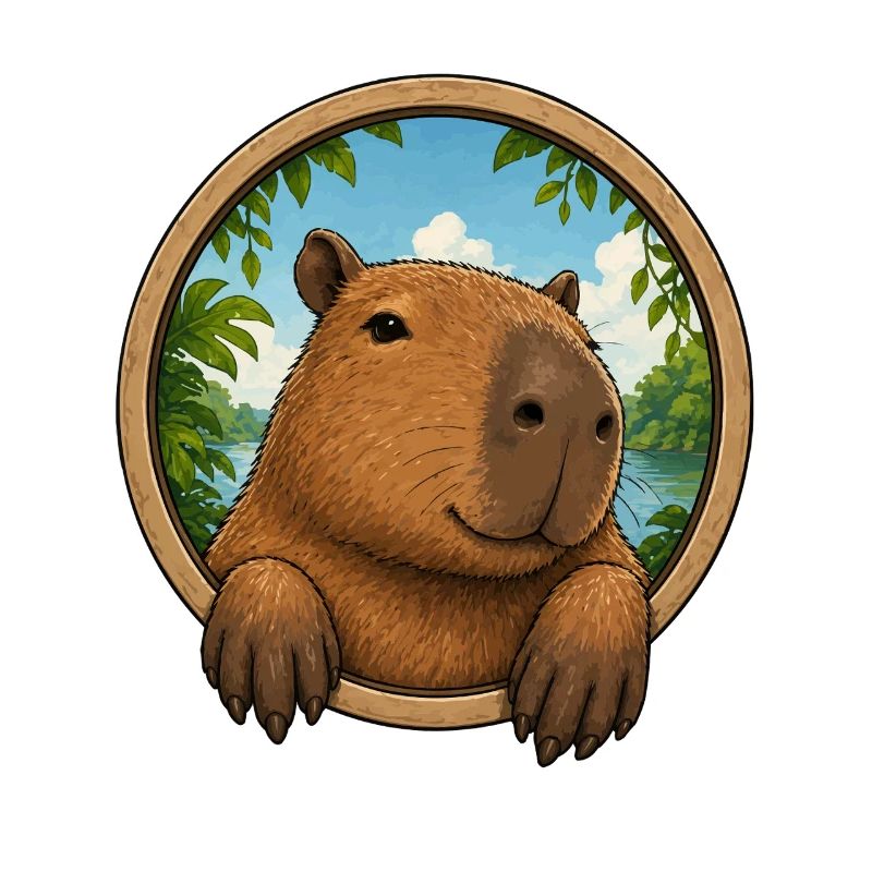 Câlin capybara dans le cadre
