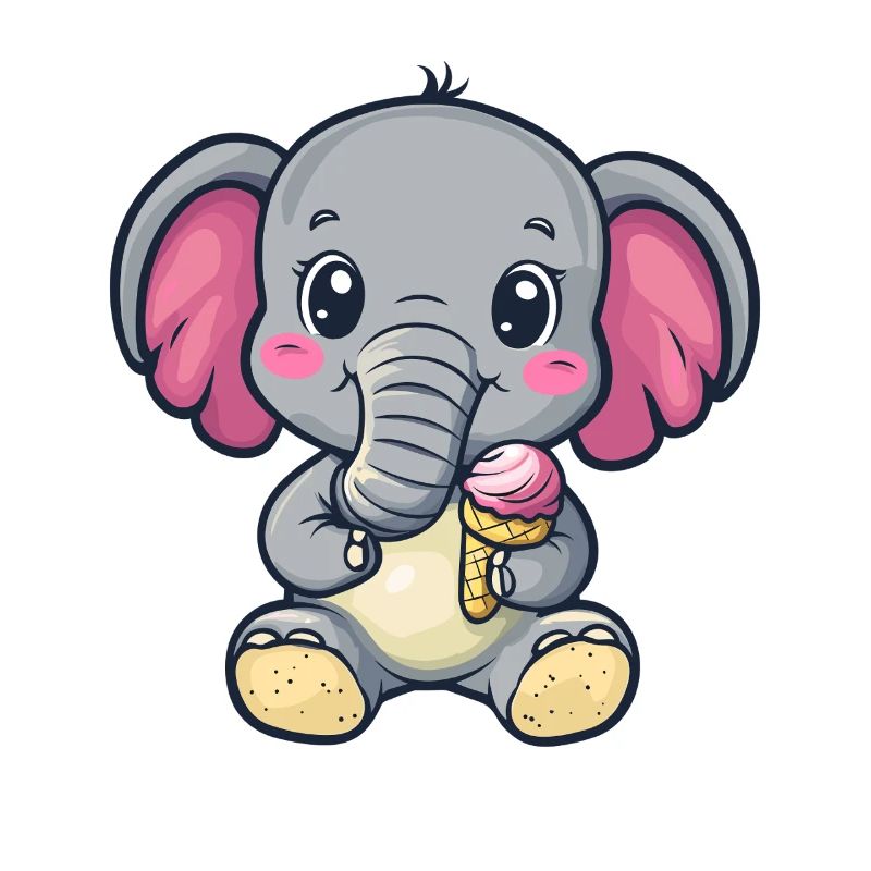 Petit éléphant en train de savourer une glace