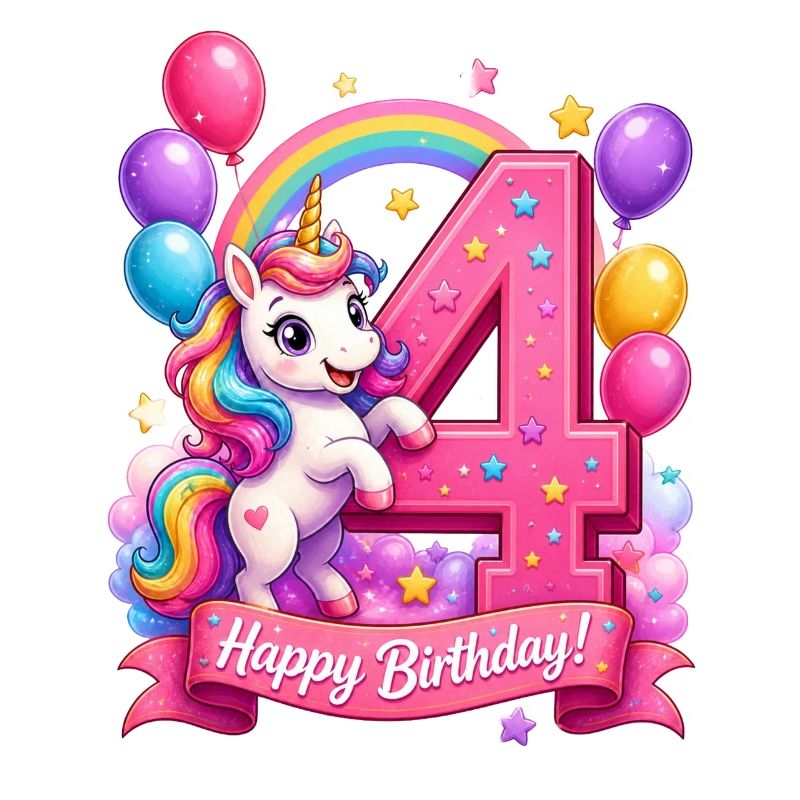 4. Geburtstag Einhorn Regenbogen