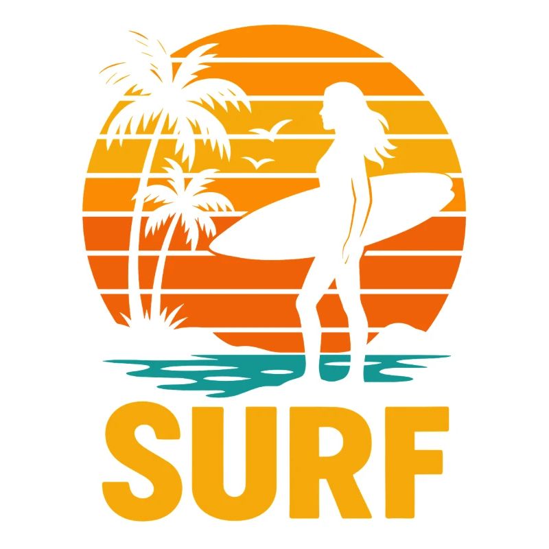 Surf silhouette at sunset on the beach