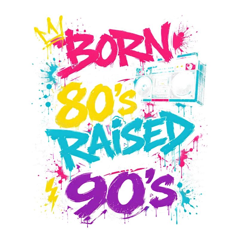 80s Boombox Neon Graffiti