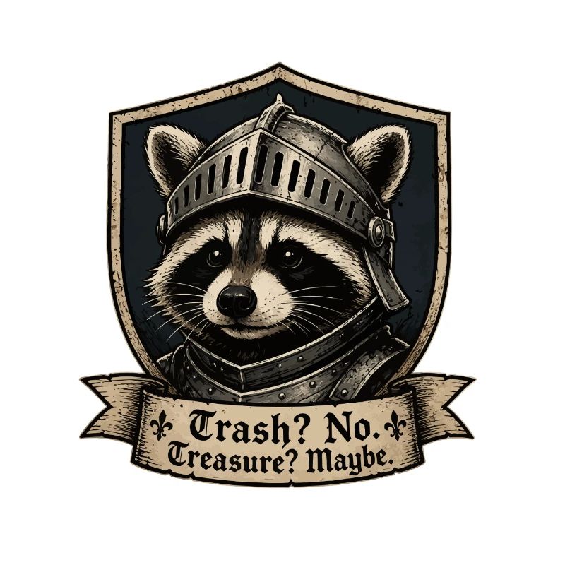 Knight Raccoon Shield Design