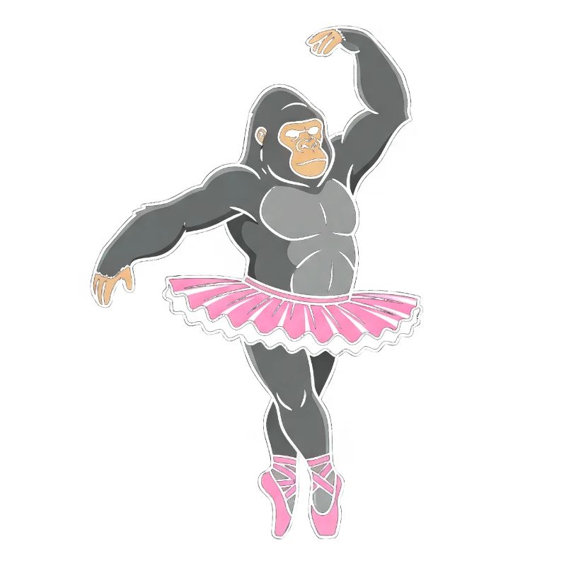 Gorilla in pink tutu dancing