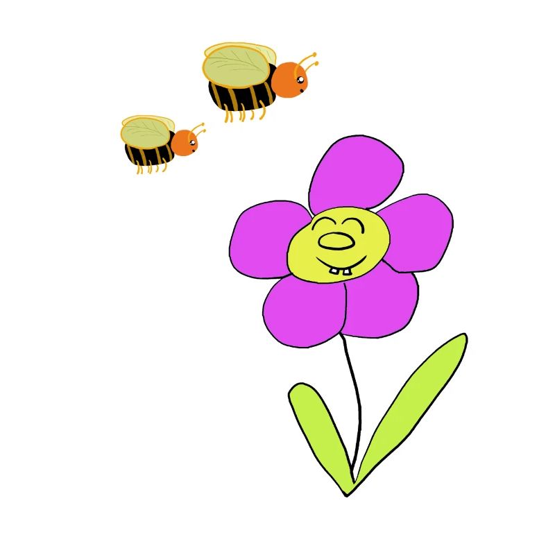 Flower with friendly bees
