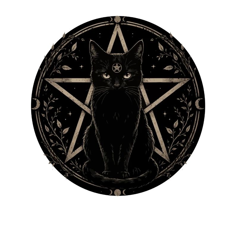 Chat de nuit dans le pentagramme