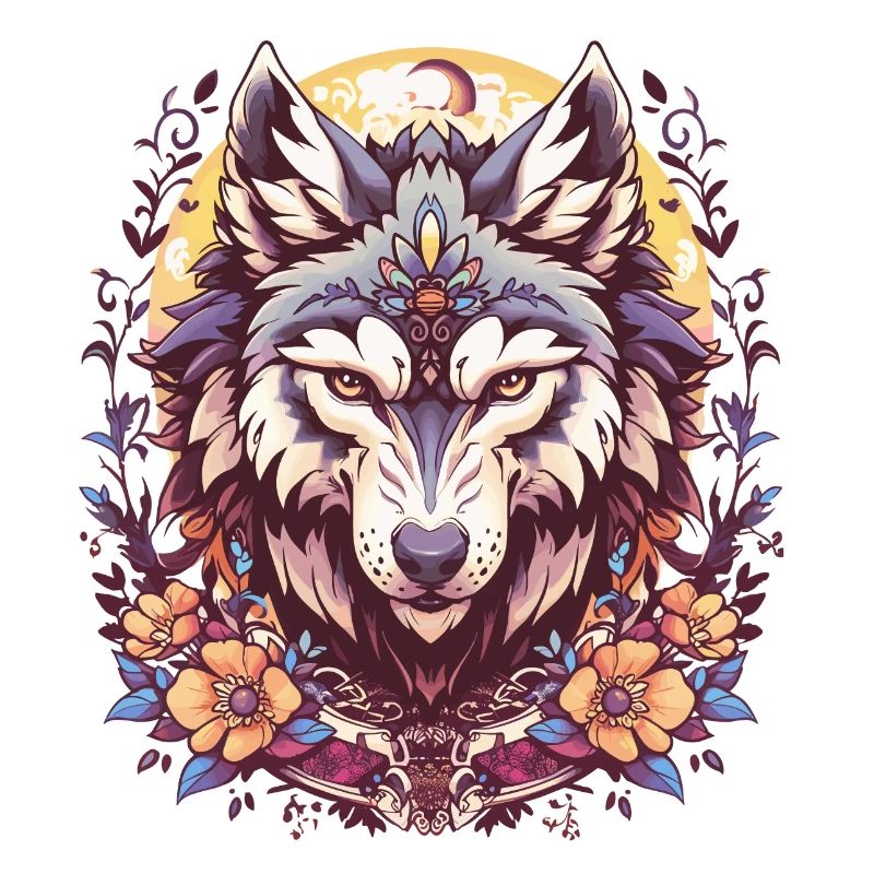 Kopf eines Wolfes im New School Tattoo Stil
