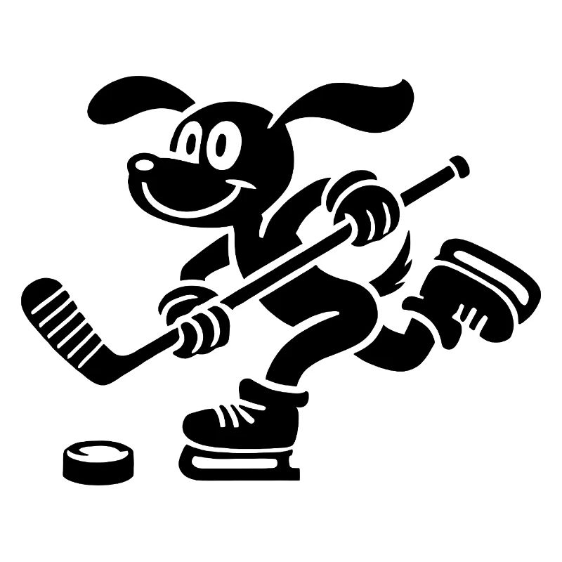 Dackel Eishockey Silhouette Minimalistisch