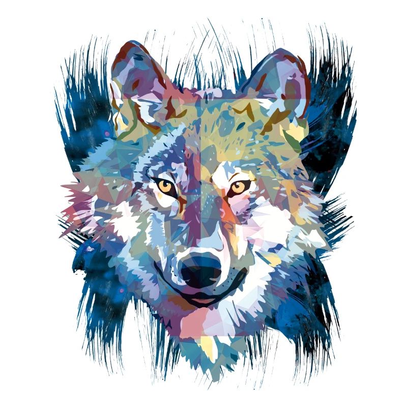 Polygon Wolf - Beautiful grey wolf in blue