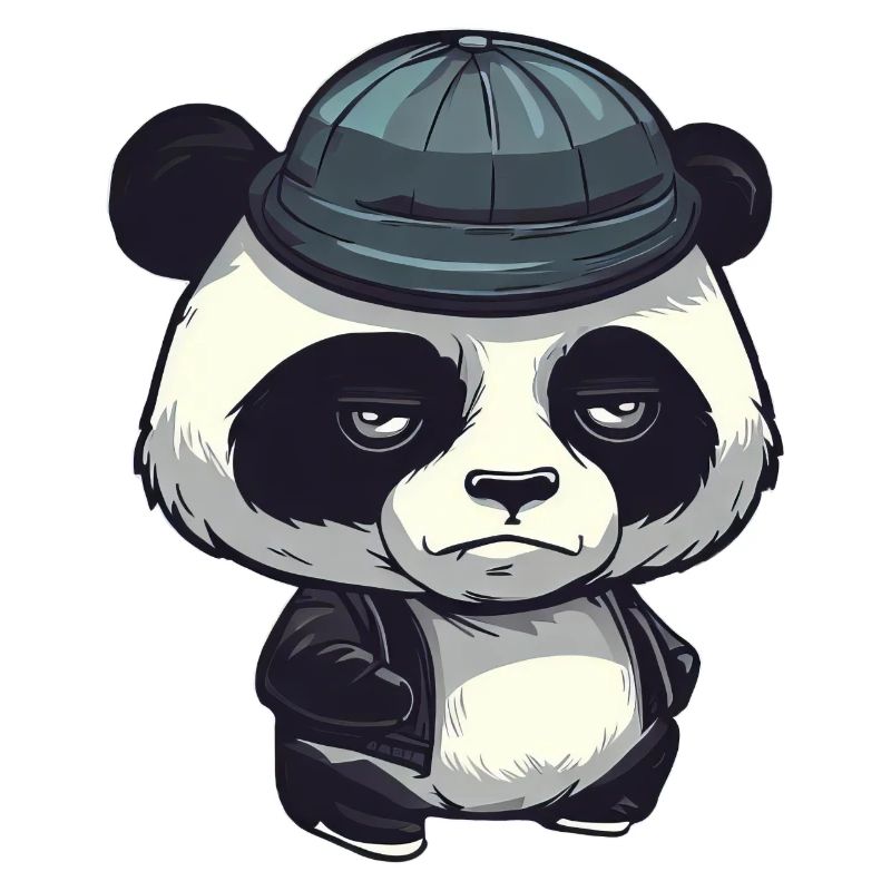 Cool panda bear with wool hat