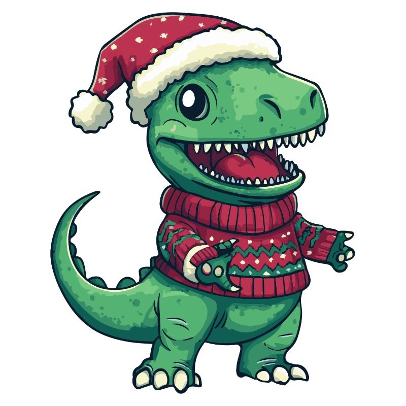 Dinosaurier T-Rex Weihnachten Comic