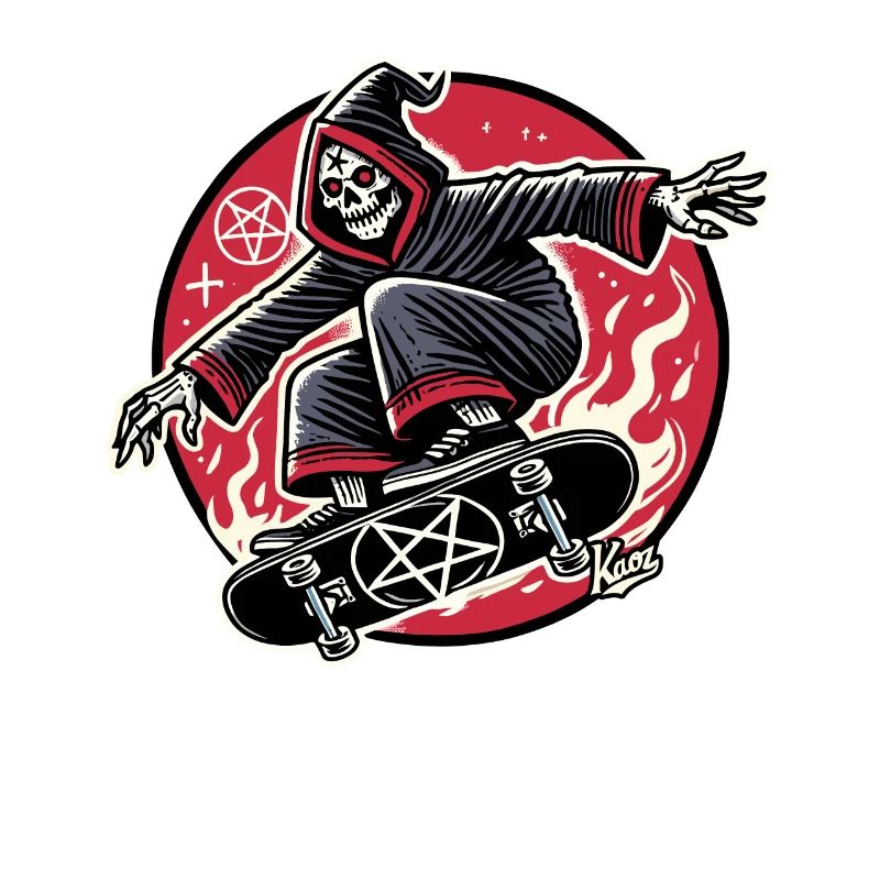 Grim Reaper Skateboarder Does Tricks Skateboard