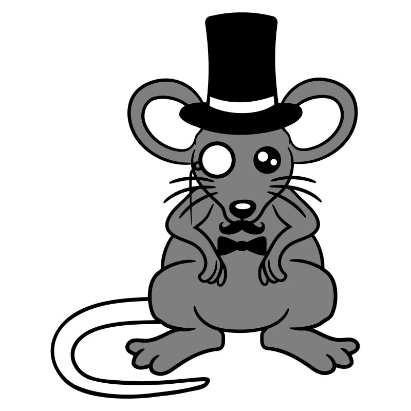 M. Souris chapeau haut de forme monocle lunettes riche M.