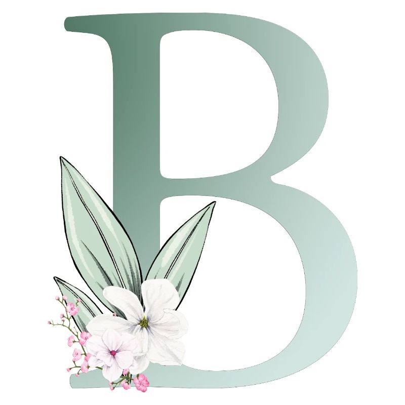 B Monogramm, Floral, personalisierbar