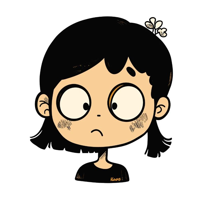 fille de dessin animé réfléchie