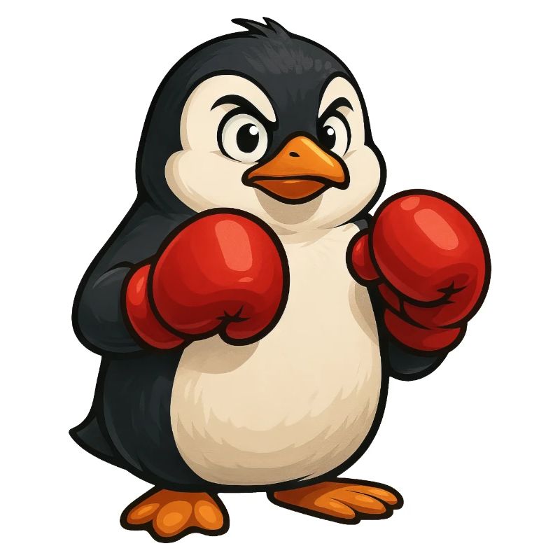 Cool pingouin boxer se bat dans la conception de dessin animé