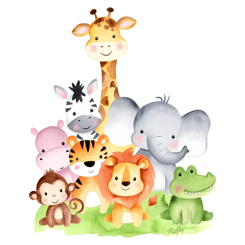 Animaux d'Afrique mignons – 🦁 🐵 🐊 à l'aquarelle