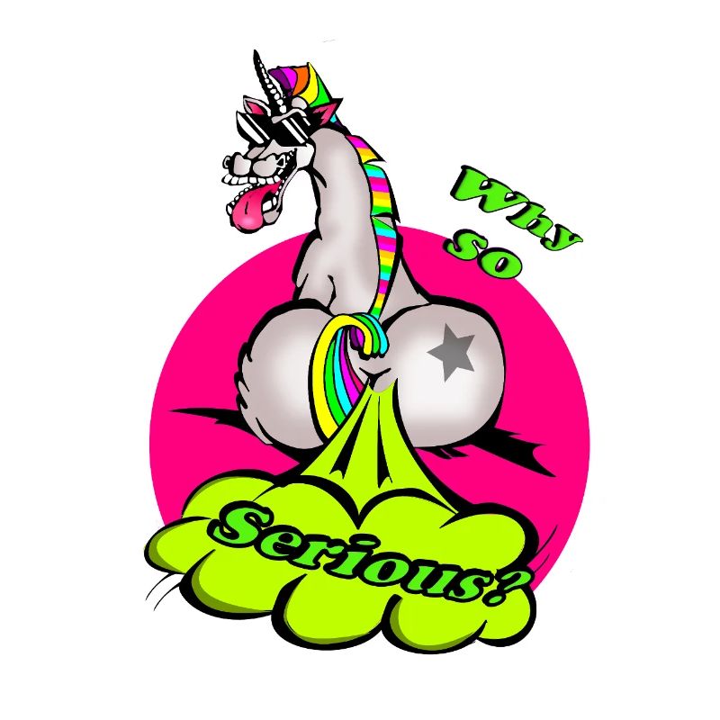 Ein buntes Einhorn mit einer humorvollen Botschaft