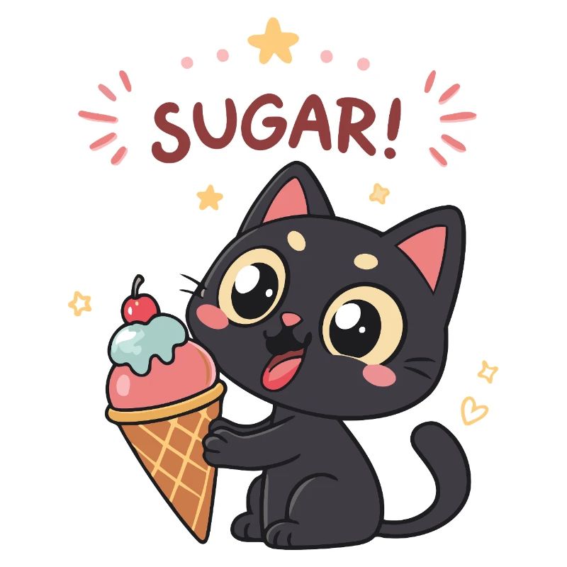 Gourmet-Katze und ZUCKER-Eiscreme
