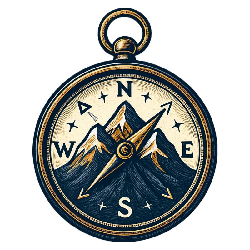 Compass on mountain background - skiing - hiking
