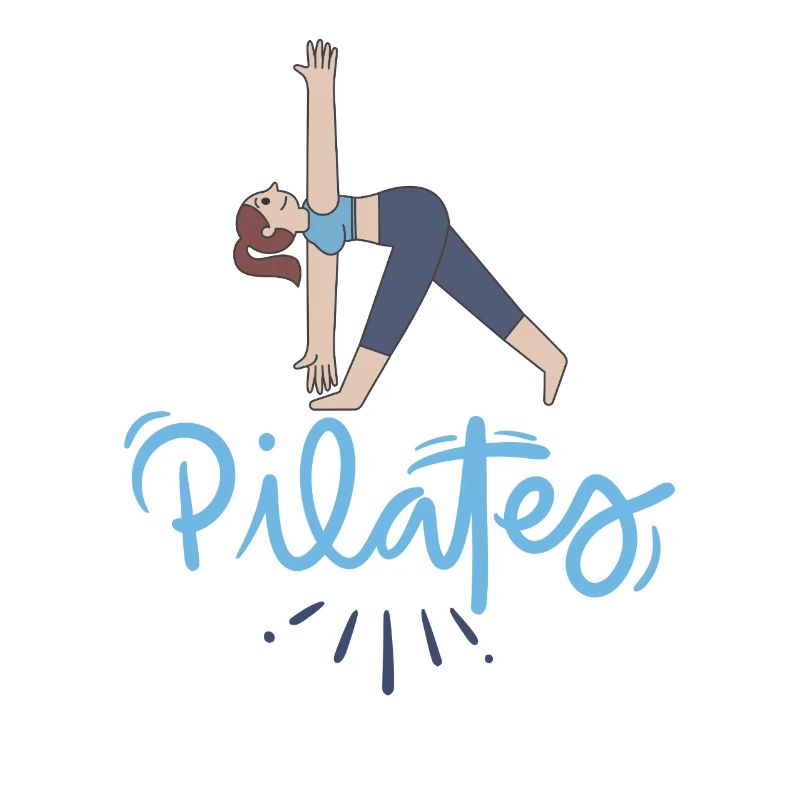 Pilates Pose et Lettrage Bleu