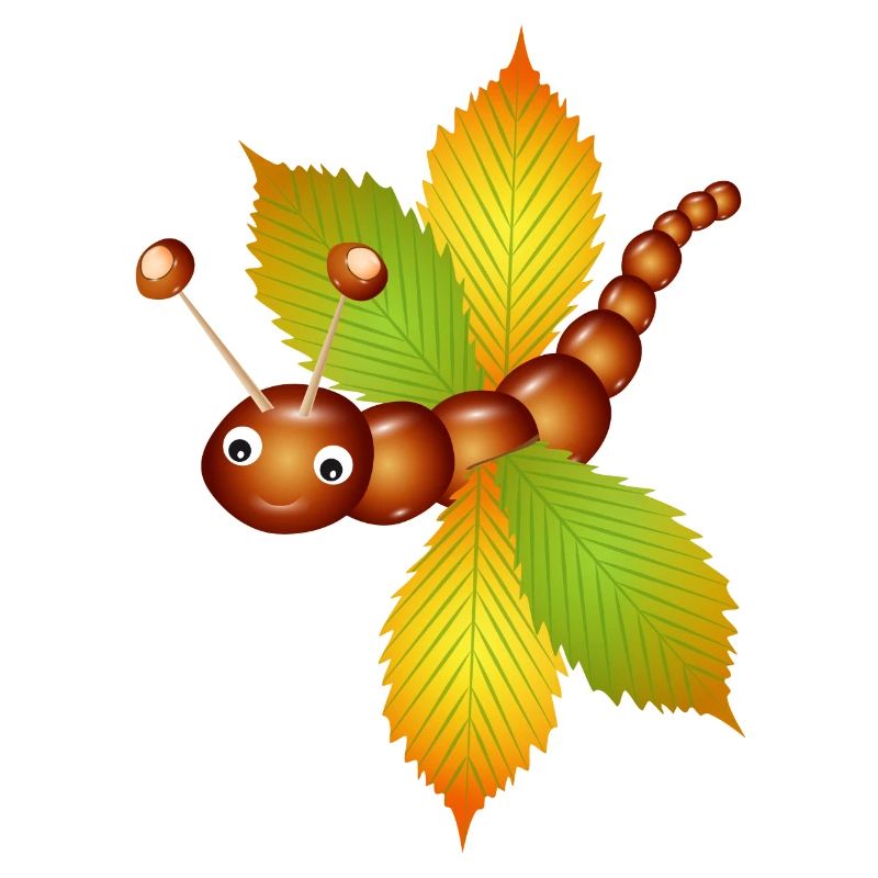 Papillon de châtaignes et de feuilles de châtaignier