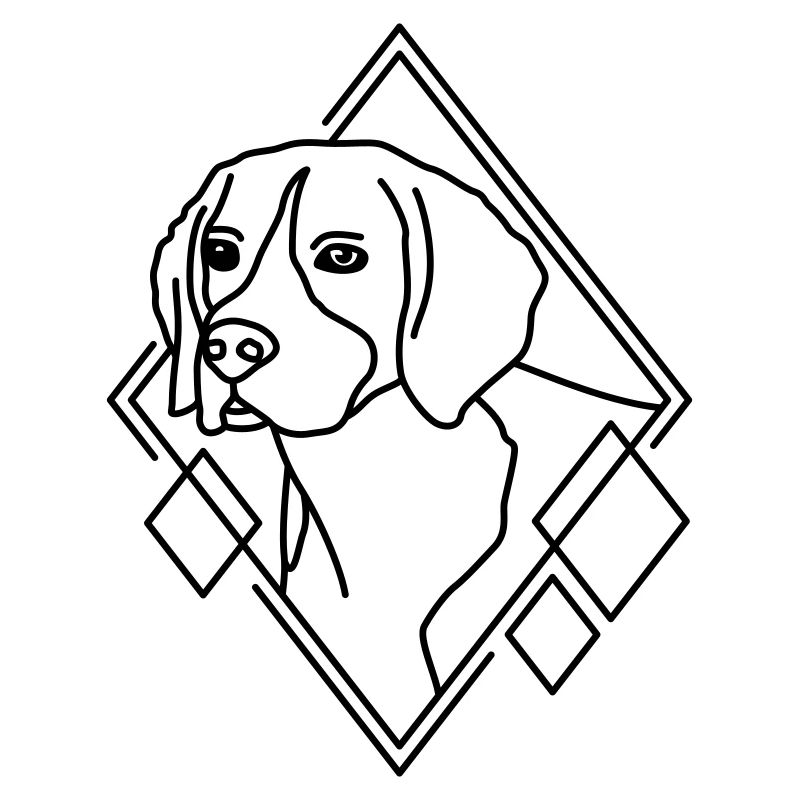 Beagle in Geometric Shape - Line Art Design