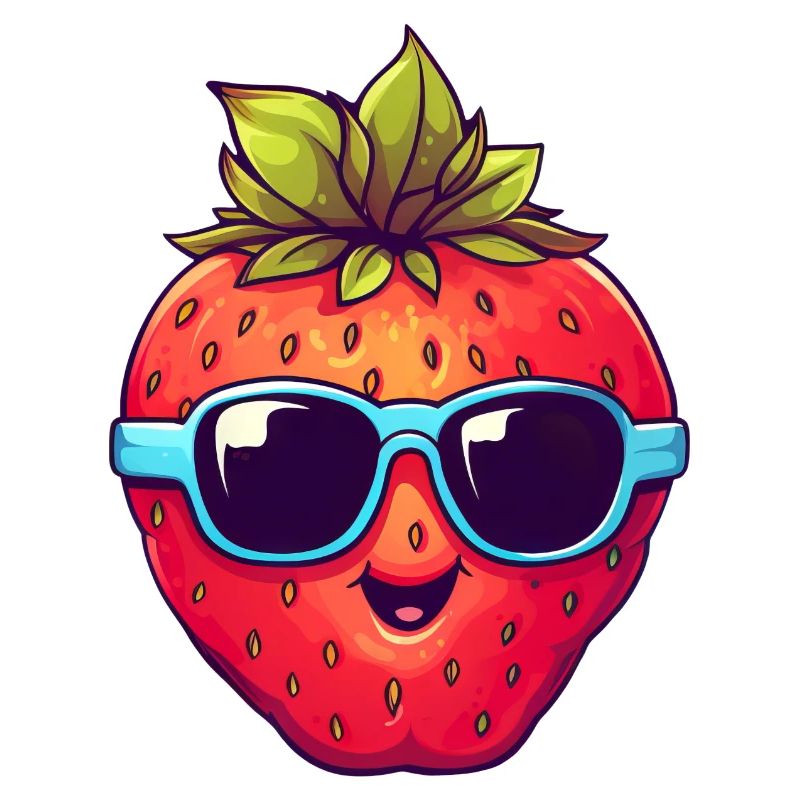 Coole Erdbeere mit Sonnenbrille